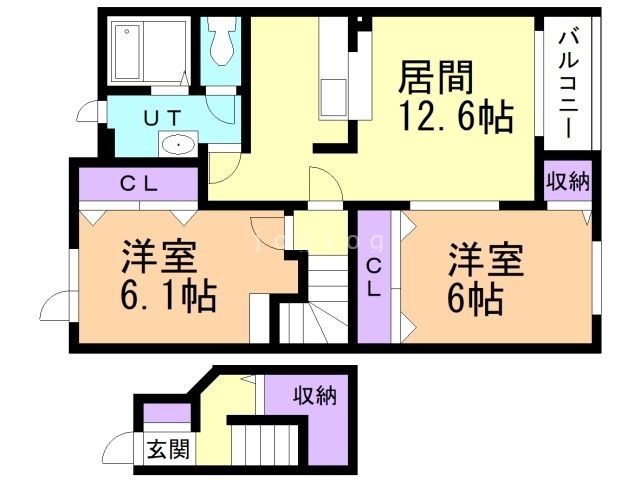 函館市桔梗町のアパートの間取り