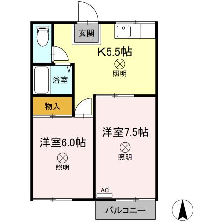 サンシャイン雄町 A棟の間取り