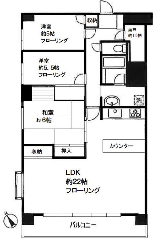 船橋市山野町のマンションの間取り