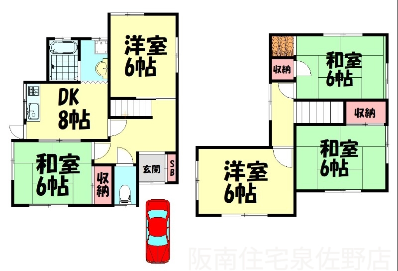 ＪＲ阪和線 新家駅 徒歩8分 2階建 築46年の間取り写真