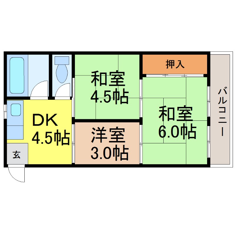 地下鉄桜通線 高岳駅 徒歩7分 4階建 築46年の間取り写真