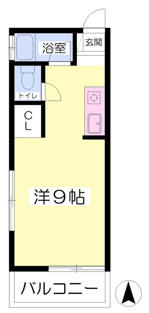 松山市北久米町のアパートの間取り