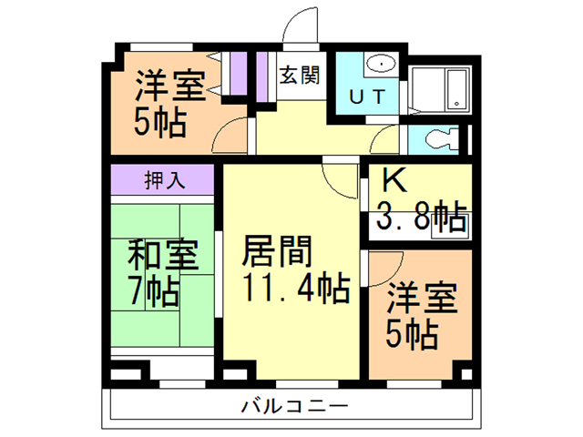 函館市松陰町のマンションの間取り