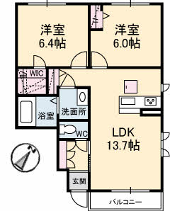 善通寺市稲木町のアパートの間取り