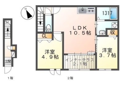 【姫路市継のアパートの間取り】