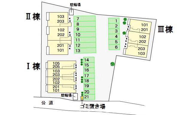 【ラフレシールIの駐車場】