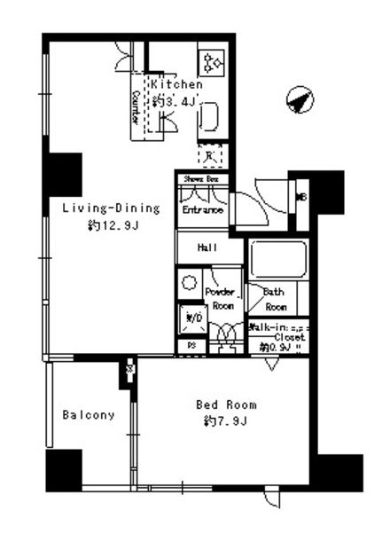 港区赤坂のマンションの間取り