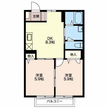 碧南市福清水町のアパートの間取り