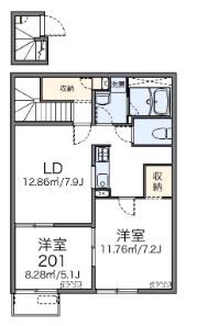 東松山市大字石橋のアパートの間取り