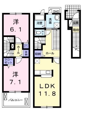 東海市東海町のアパートの間取り