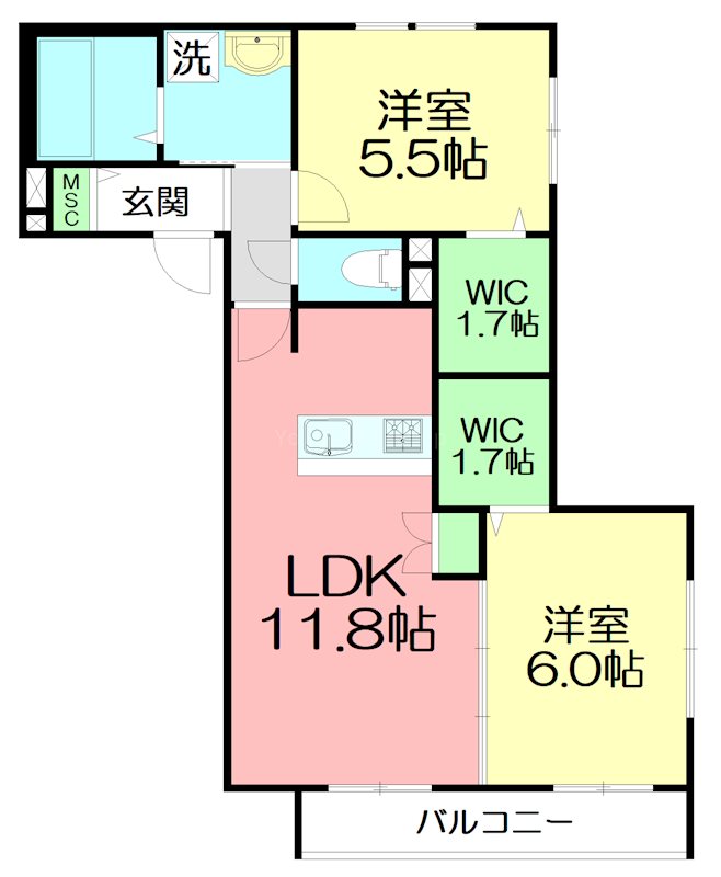 小田原市蓮正寺のマンションの間取り