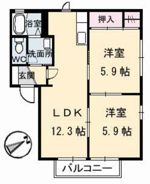 シャーメゾン和　Ｂ棟　１０３号室の間取り