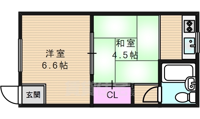 大阪市天王寺区味原本町のアパートの間取り