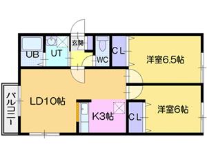 シティハイム元江別Iの間取り