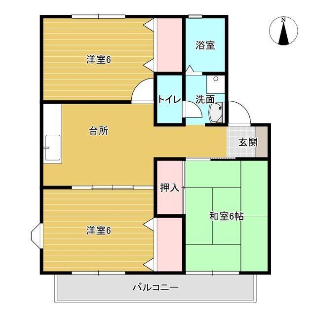 仙台市若林区上飯田のアパートの間取り