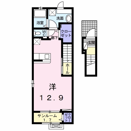 松江市東出雲町錦新町のアパートの間取り