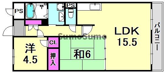 尼崎市猪名寺のマンションの間取り