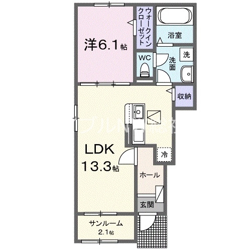 浅口市鴨方町六条院中のアパートの間取り