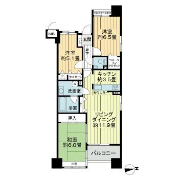 広島市中区上幟町のマンションの間取り