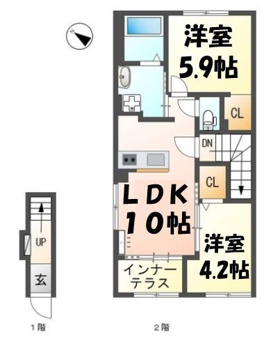 春日部市梅田のアパートの間取り