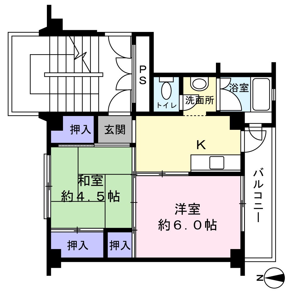 ビレッジハウス内川原1号棟の間取り