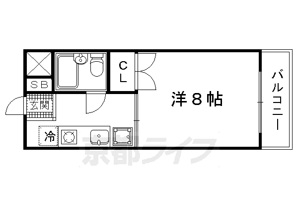 京都市北区衣笠荒見町のマンションの間取り