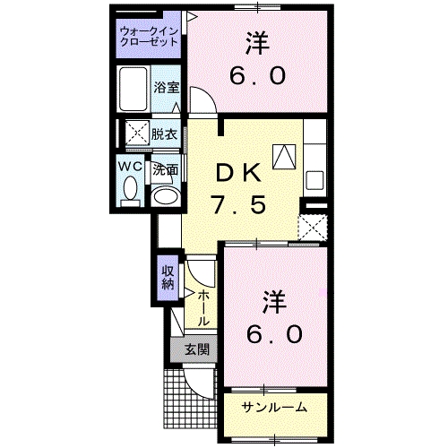 [家電付き] グレースガーデン南高下IIIの間取り