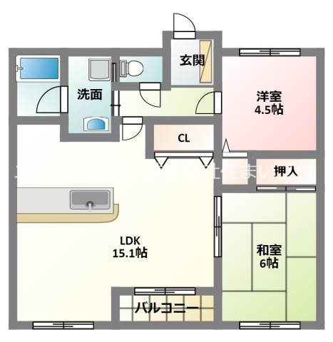 寝屋川市萱島桜園町のマンションの間取り