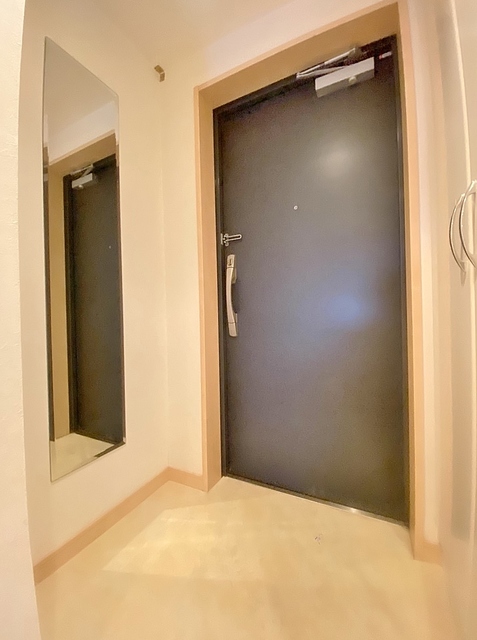 玄関　鏡とシューズボックスあります