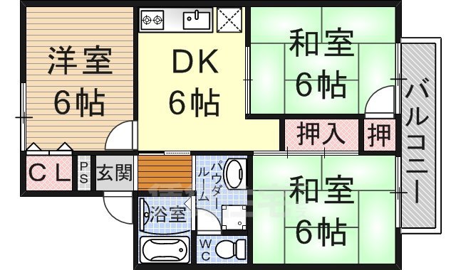 ＪＲ東海道本線 石山駅 徒歩60分 2階建 築34年の間取り写真