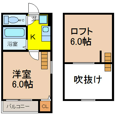 地下鉄名城線 東別院駅 徒歩12分 2階建 築21年の間取り写真