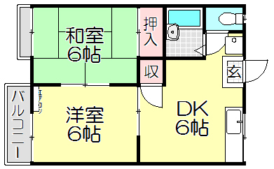 國勝ハイツの間取り