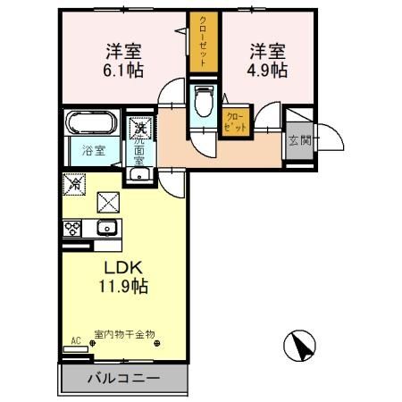 【越谷市蒲生南町のアパートの間取り】