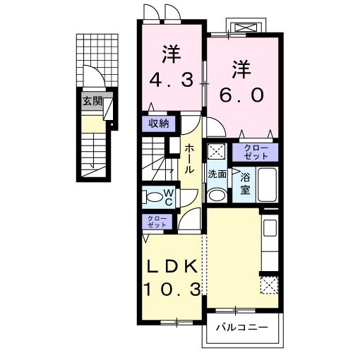 名張市南町のアパートの間取り