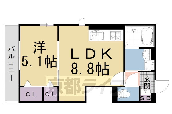 京都市右京区嵯峨天龍寺今堀町のマンションの間取り