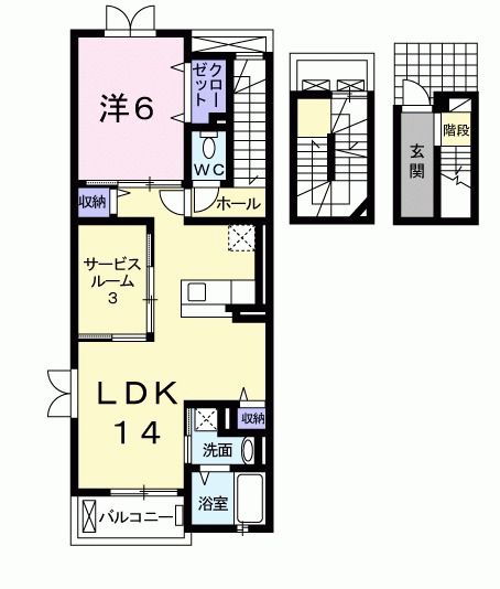 春日井市味美上ノ町のアパートの間取り