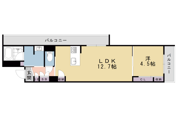 京都市下京区西側町のマンションの間取り