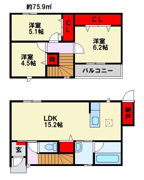 サンラプロ二島Bの間取り