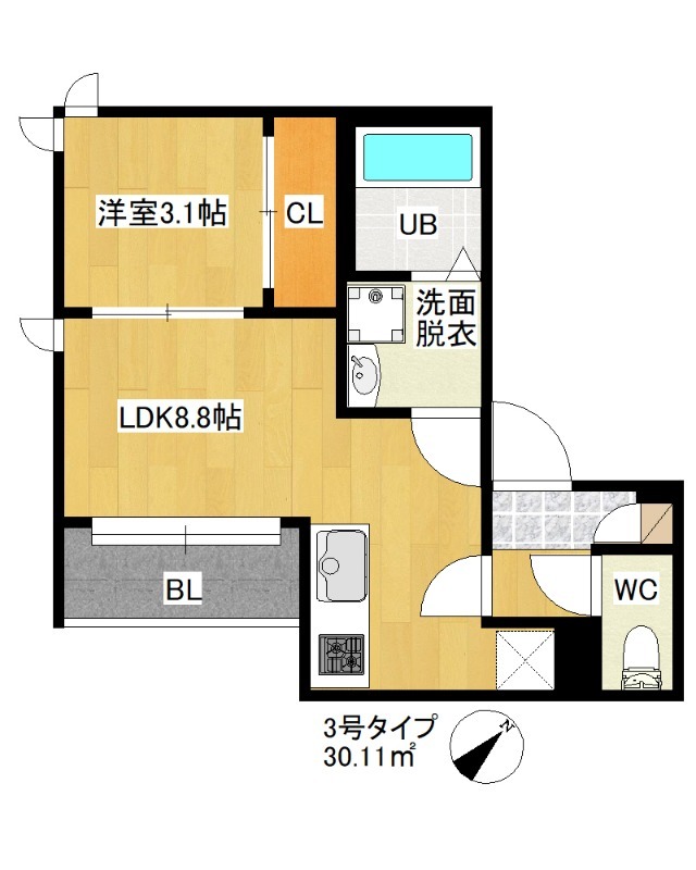 福岡市南区高宮のアパートの間取り