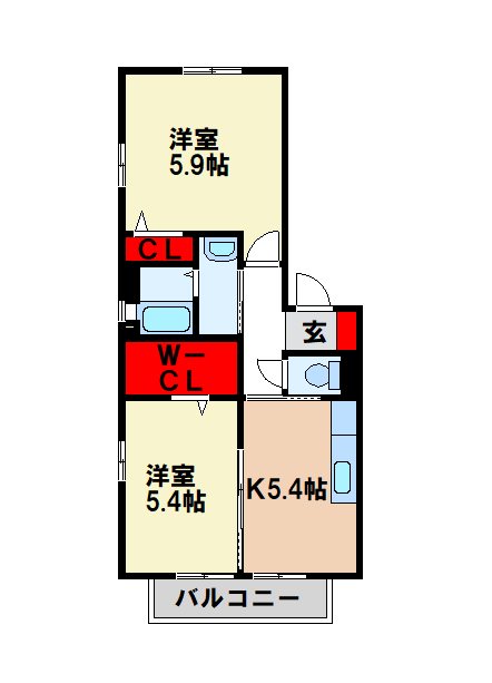 シャーメゾン大佐野Bの間取り