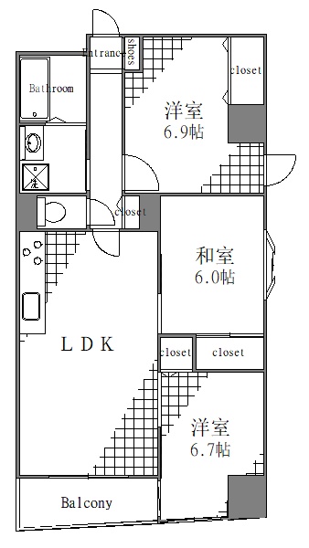 荒川区南千住のマンションの間取り