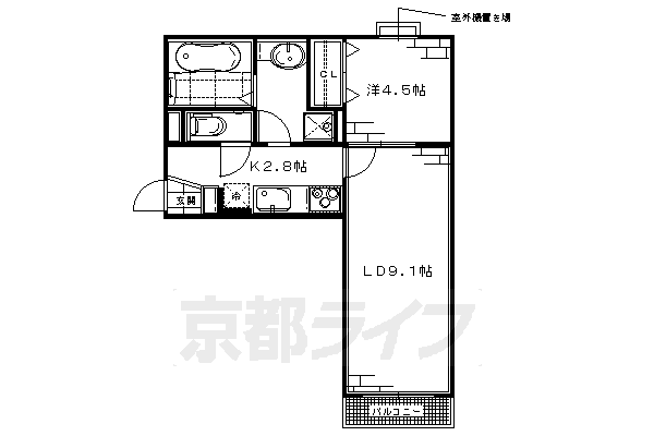 京都市伏見区横大路畑中町のアパートの間取り