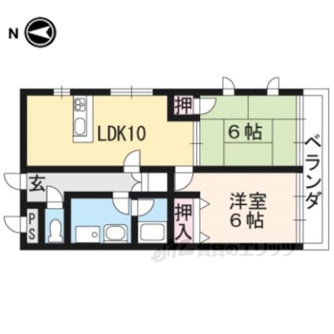 乙訓郡大山崎町字下植野のマンションの間取り