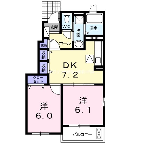 【出水市荘のアパートの間取り】