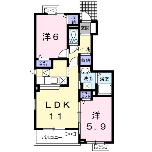 にかほ市金浦のアパートの間取り