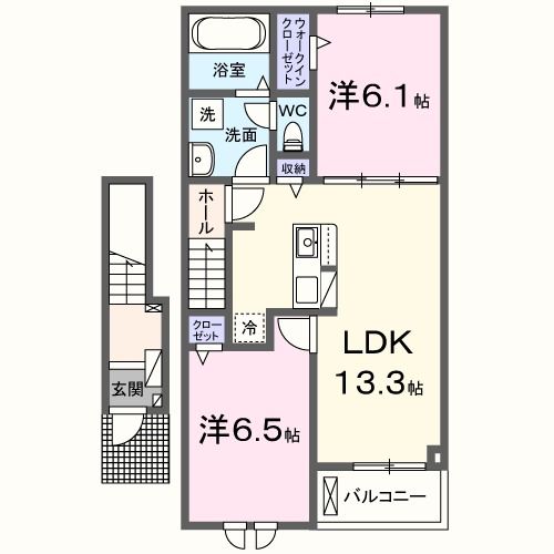 仙台市宮城野区蒲生のアパートの間取り