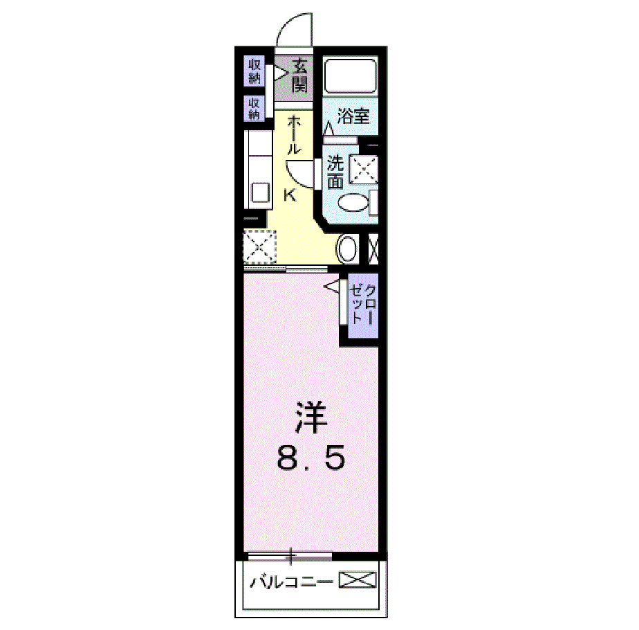 松江市朝日町のアパートの間取り