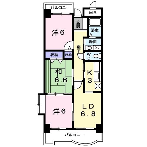 泉佐野市松原のマンションの間取り