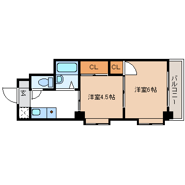 北九州市小倉北区片野のマンションの間取り