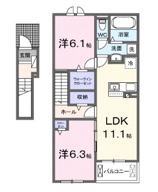 高松市元山町のアパートの間取り